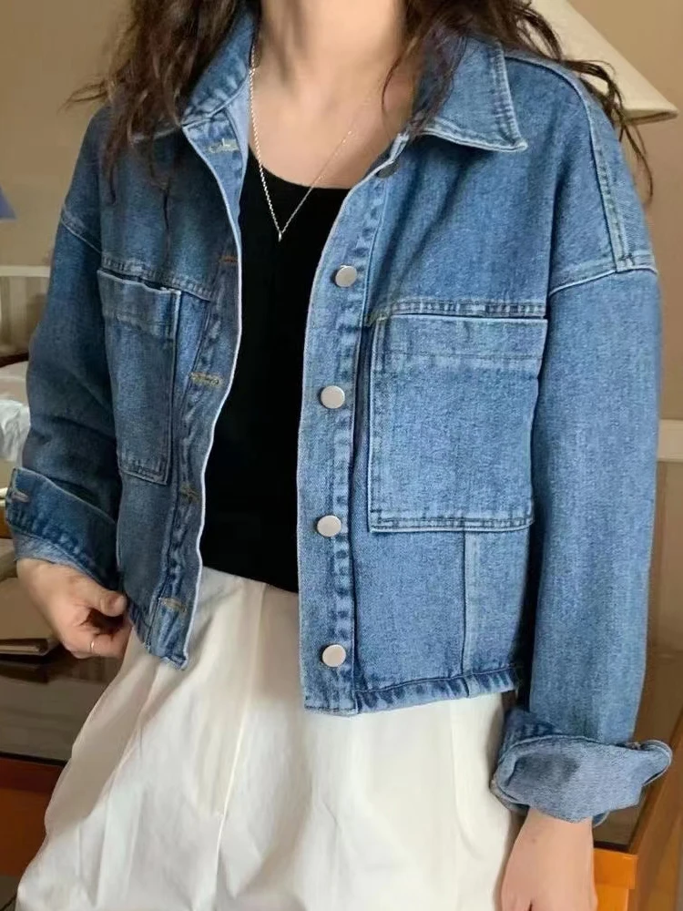 Premium Feel Casual Long Sve Denim Jaet Women's Korean Sle Autumn Winter New Loose Versatile ort Coat Top
Premium Feel Casual Long Sve Denim Jaet Women's Korean Sle Autumn Winter New Loose Versatile ort Coat Top
