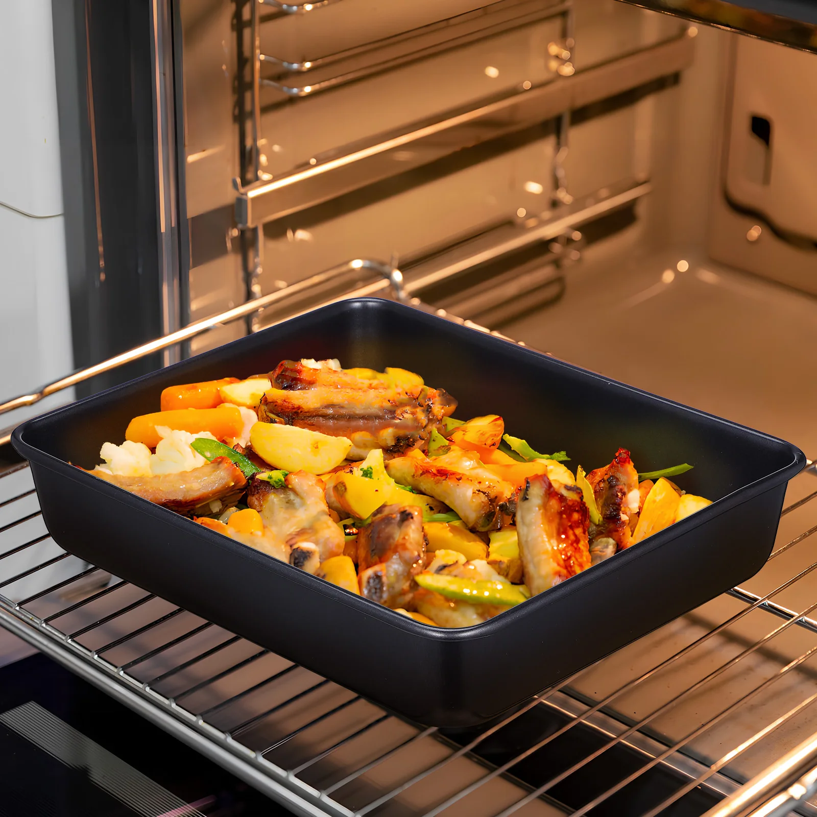 2 Pcs Stainless Steel Baking Trays Set 13Inch Deep 11Inch Shallow Black NonStick HeavyDuty Oven Tray For Baking Cooking
2 Pcs Stainless Steel Baking Trays Set 13Inch Deep 11Inch Shallow Black NonStick HeavyDuty Oven Tray For Baking Cooking