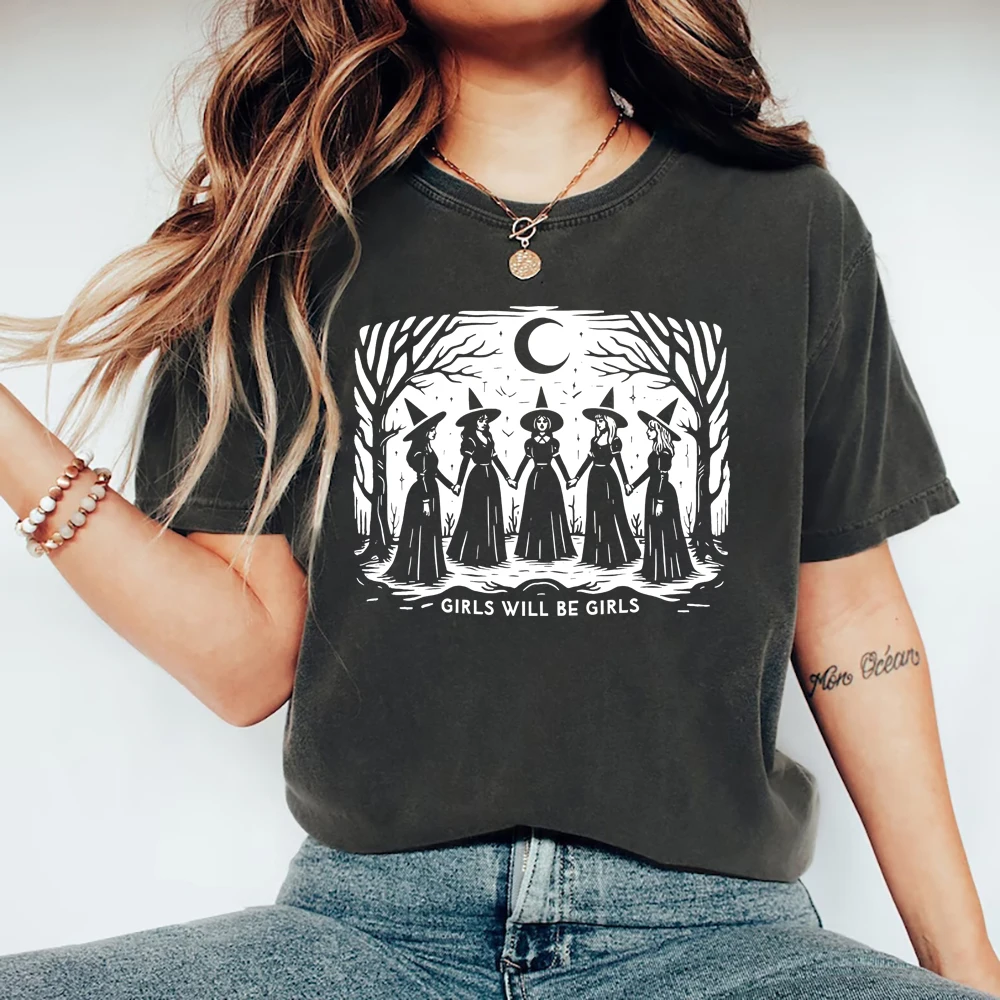 Vintage Girls Will Be Girls Witch T-Shirt Funny Witch T Shirt Vintage Halloween Women T-shirts Short Sleeve Witchy Vibes Tshirt
Vintage Girls Will Be Girls Witch T-Shirt Funny Witch T Shirt Vintage Halloween Women T-shirts Short Sleeve Witchy Vibes Tshirt