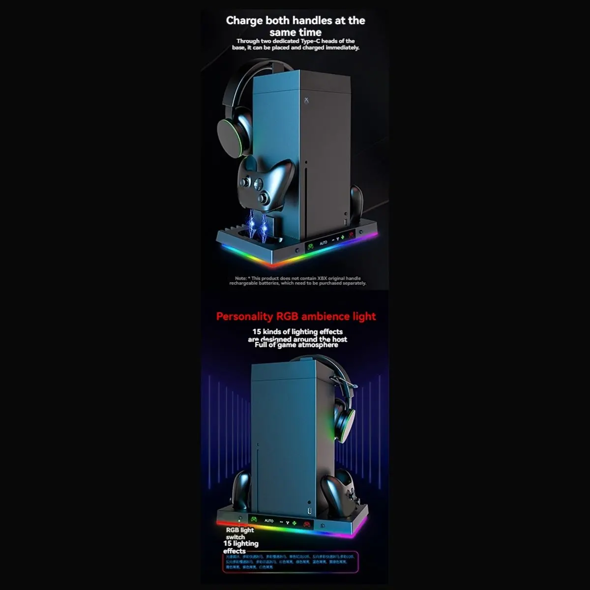 HGHO Cooling Fan Stand&Charging Station for Xbox Series X Console Controller with RGB Color Light Storage with Fan System
HGHO Cooling Fan Stand&Charging Station for Xbox Series X Console Controller with RGB Color Light Storage with Fan System