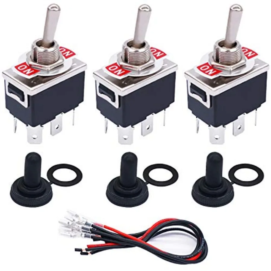 3 Pcs Toggle Rocker Switches ON/ON 6 Pin 2 Position Latching DPDT Heavy Duty 16A 250VAC Spade Terminal Metal Bat Switch with Wa
3 Pcs Toggle Rocker Switches ON/ON 6 Pin 2 Position Latching DPDT Heavy Duty 16A 250VAC Spade Terminal Metal Bat Switch with Wa
