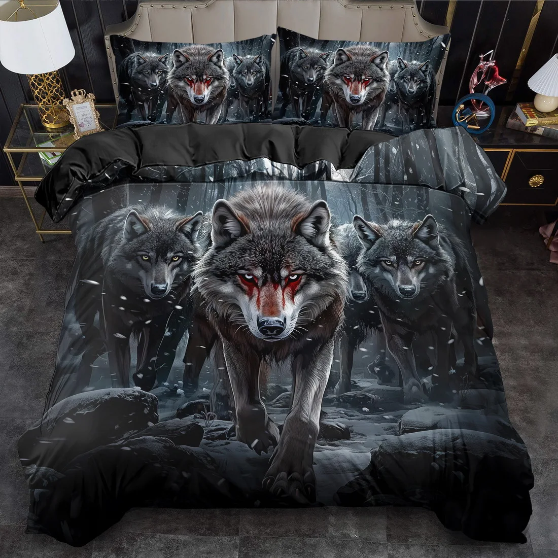 3pcs Duvet Cover Set, Gothic Wolf Print King Queen Style bedding, Machine Washable Polyester Bedding set Bedroom Guest Room Gift
3pcs Duvet Cover Set, Gothic Wolf Print King Queen Style bedding, Machine Washable Polyester Bedding set Bedroom Guest Room Gift
