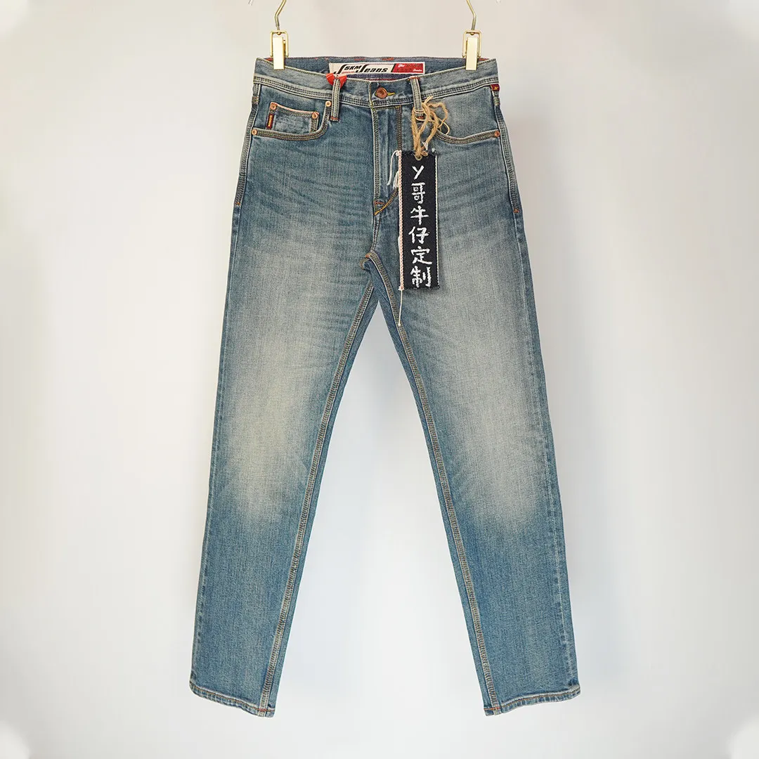 99% Cotton 12oz Selvedge Denim Jeans for Men Stretch Slim Fit Straight Light Blue Washed Lightweight Summer Tapered Pants 5KM
99% Cotton 12oz Selvedge Denim Jeans for Men Stretch Slim Fit Straight Light Blue Washed Lightweight Summer Tapered Pants 5KM