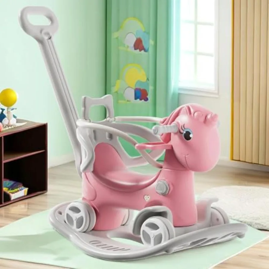 4 in 1 Rocking Horse for Toddlers 1-3 Years Pink Ride on Toy Balance Bike Push Cart with Detachable Balance Board Educational F
4 in 1 Rocking Horse for Toddlers 1-3 Years Pink Ride on Toy Balance Bike Push Cart with Detachable Balance Board Educational F