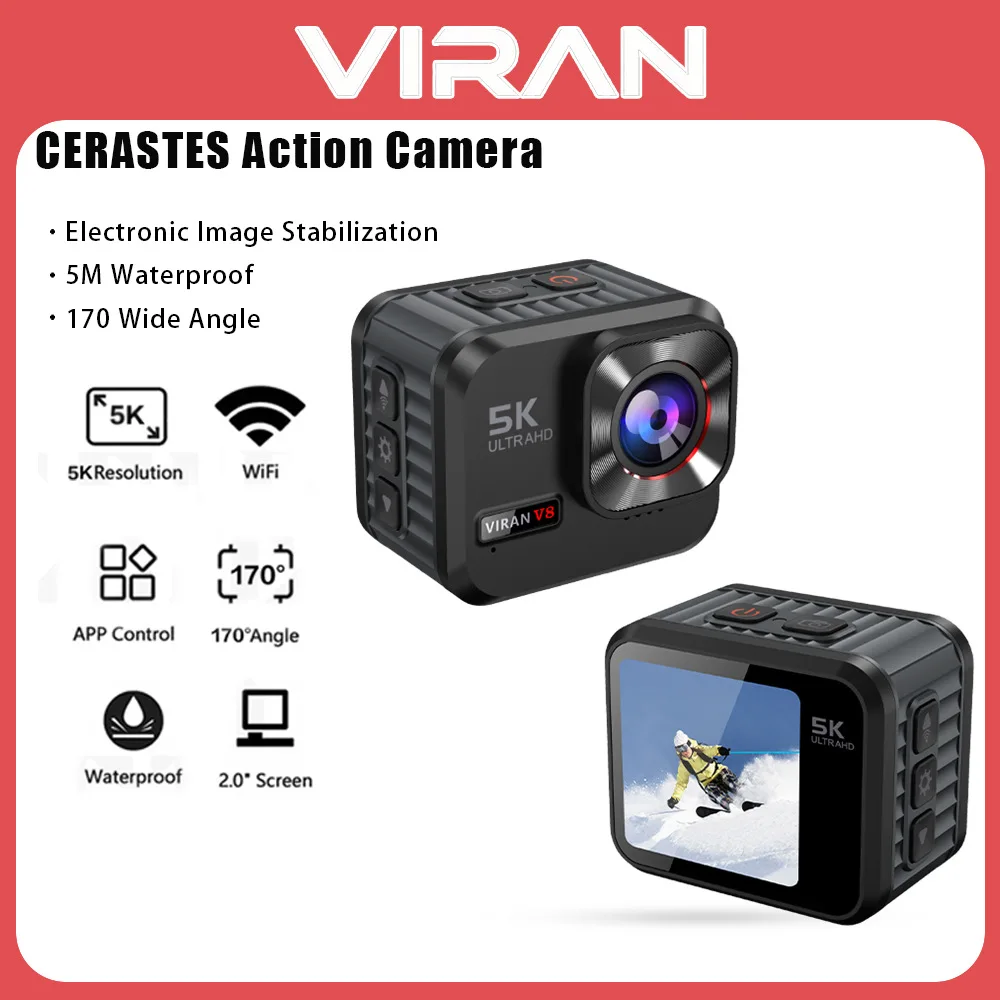5K30FPS Action Camera 2.0 Inch Touch Screen Wi-Fi Wide Angle Waterproof Video Recording Sports Camera
5K30FPS Action Camera 2.0 Inch Touch Screen Wi-Fi Wide Angle Waterproof Video Recording Sports Camera