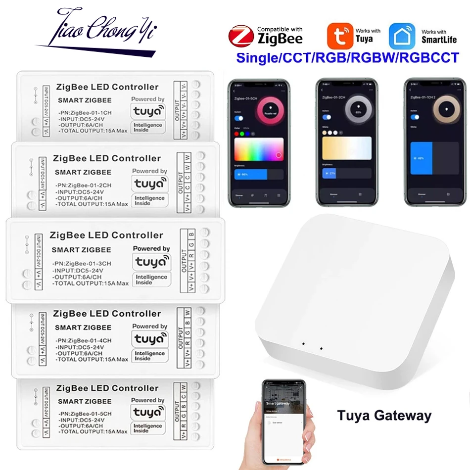 Tuya zigbee Gateway 5-24V LED controller smart APP compatible with iOs Android Alexa Google Voice control DIM RGB RGBW Strip
Tuya zigbee Gateway 5-24V LED controller smart APP compatible with iOs Android Alexa Google Voice control DIM RGB RGBW Strip