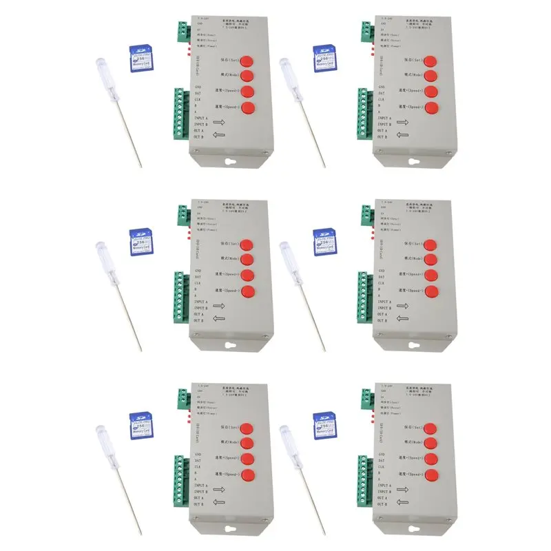 YSS-6X RGB LED Controller T1000S SD Card 2048Pixels Controller For WS2801 WS2811 WS2812B SK6812 LPD6803 LED Strip Light