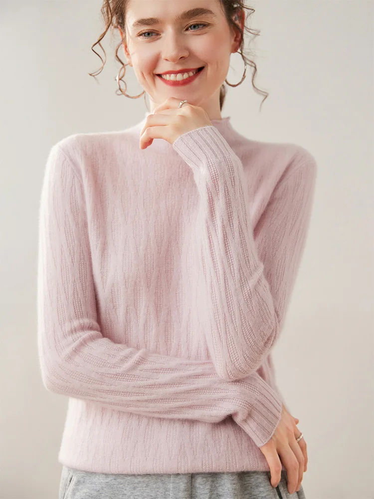 New Women 100% Cashmere Sweater Mock Neck Cable Knit Pullover Autumn Winter Slim Lazy Knitwear Soft Warm High Strecth Versatile
New Women 100% Cashmere Sweater Mock Neck Cable Knit Pullover Autumn Winter Slim Lazy Knitwear Soft Warm High Strecth Versatile