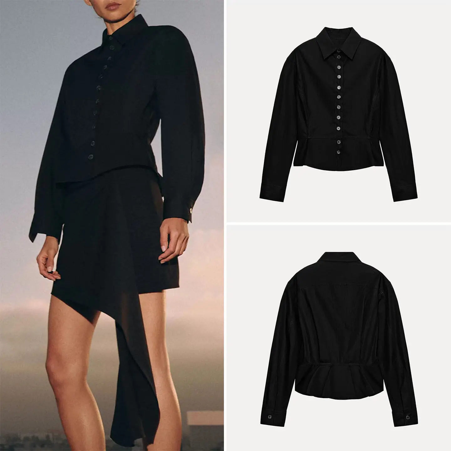 Fashionable Button Decorated Nine-Point Short Skirt Style Shirt Women's Slim Fit Long Sleeve Button up Shirt Summer 2026
Fashionable Button Decorated Nine-Point Short Skirt Style Shirt Women's Slim Fit Long Sleeve Button up Shirt Summer 2026