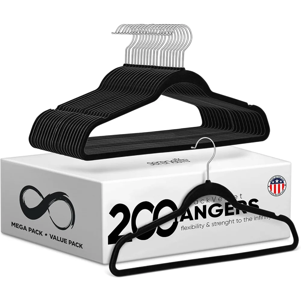 SereneLife Non-Slip Velvet Hangers, Mega Pack, 200 Pieces Hangers for Clothes, Heavy Duty Cloth Hanger Set with 360 Degree
SereneLife Non-Slip Velvet Hangers, Mega Pack, 200 Pieces Hangers for Clothes, Heavy Duty Cloth Hanger Set with 360 Degree