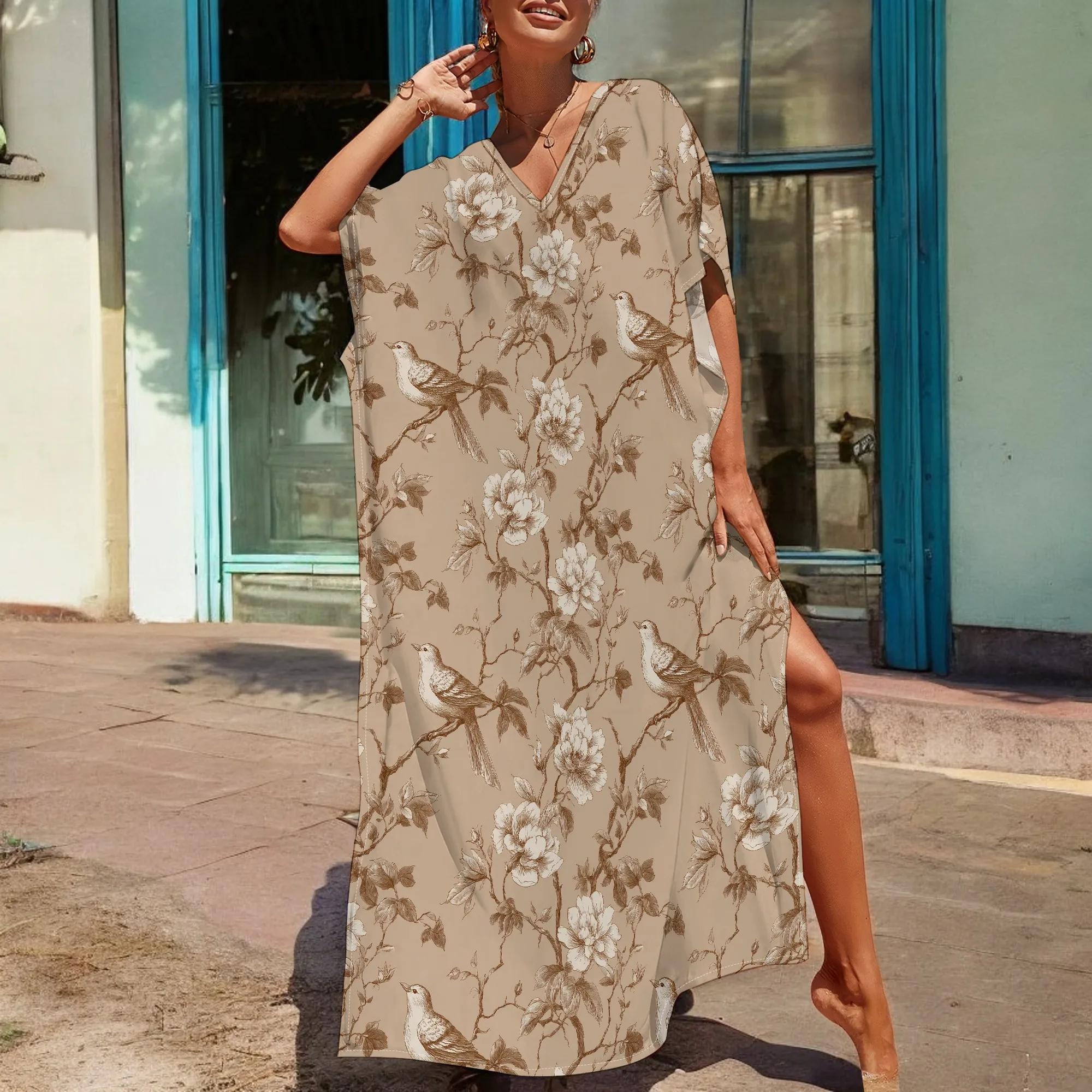 Vintage Bird Floral Kaftan Maxi Dress V-Neck Loose Fit S-3XL – Elegant Fall Picnic or Countryside Wedding Guest Look
Vintage Bird Floral Kaftan Maxi Dress V-Neck Loose Fit S-3XL – Elegant Fall Picnic or Countryside Wedding Guest Look