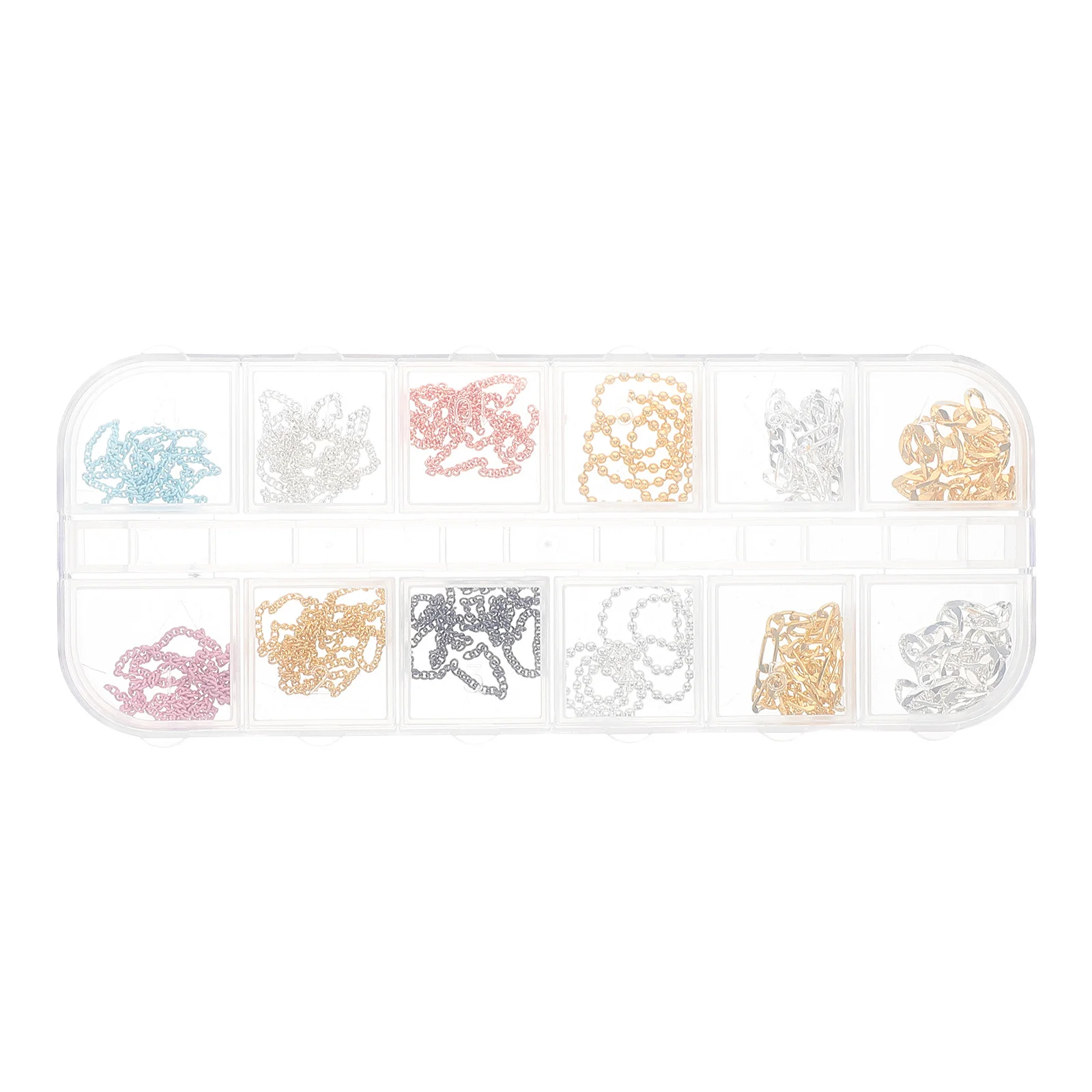 1 Box Metal Mini Chains 12 Styles Assorted Color DIY Nail Art Decor Small Chain for Jewelry Making Keychain Bag Charm Wedding
1 Box Metal Mini Chains 12 Styles Assorted Color DIY Nail Art Decor Small Chain for Jewelry Making Keychain Bag Charm Wedding