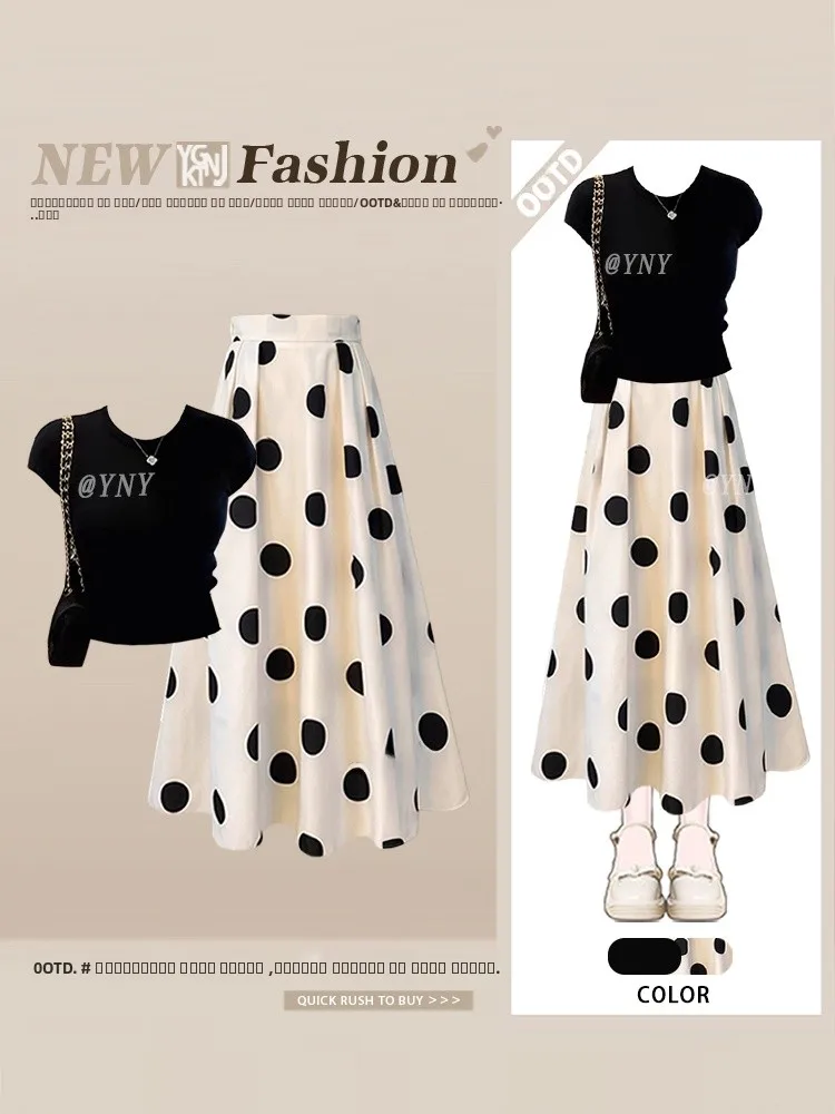 Женская приталенная футболка Ele и юбка трапециевидной формы в горошек, комплект из двух предметов, повседневный летний ансамбль Faion, круглый...
Женская приталенная футболка Ele и юбка трапециевидной формы в горошек, комплект из двух предметов, повседневный летний ансамбль Faion, круглый...