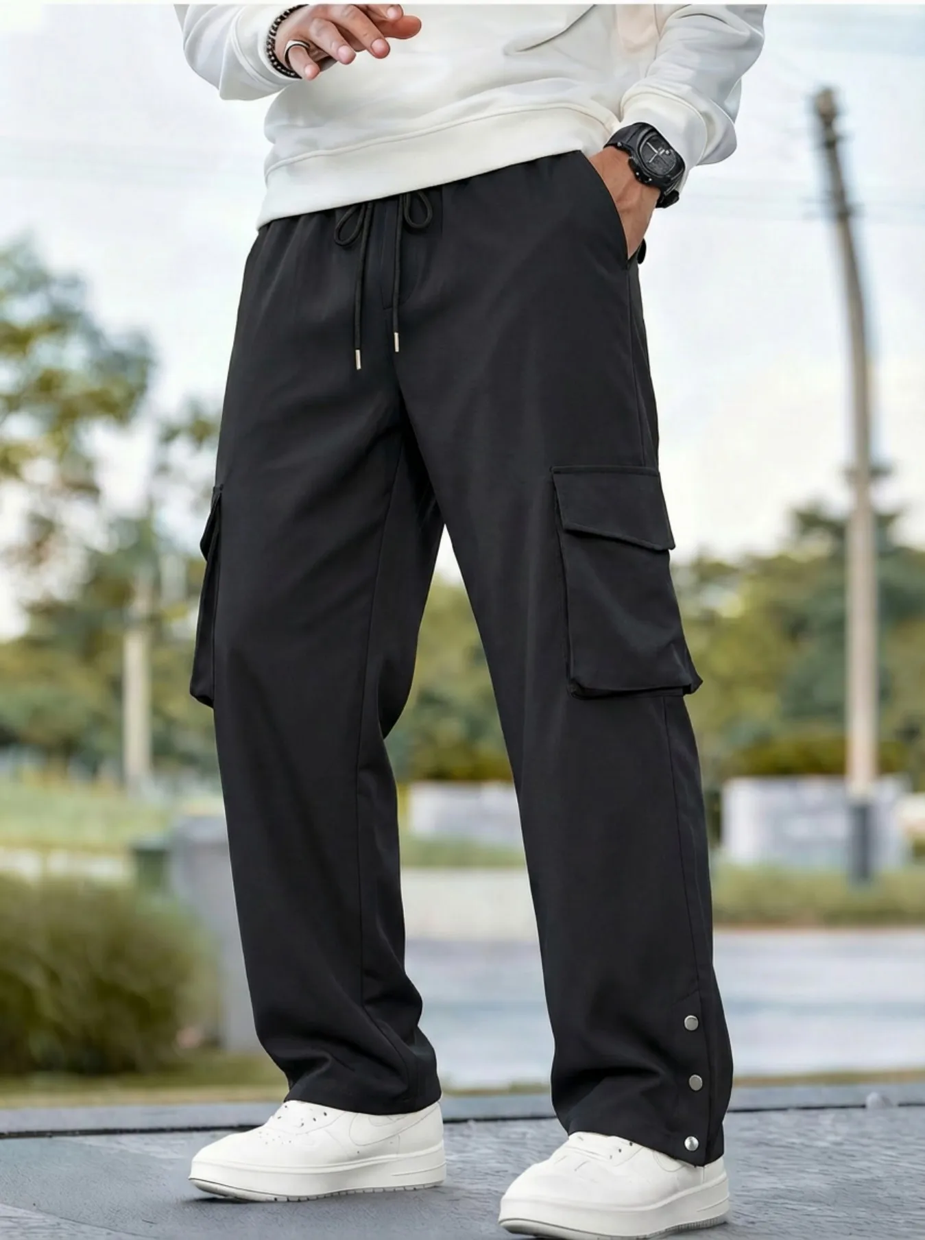 Men's Casual Cargo Pants Loose Straight Wide Leg Multi Pocket Elastic Waist Solid Color Daily Outdoor Streetwear Fashion Trouser
Men's Casual Cargo Pants Loose Straight Wide Leg Multi Pocket Elastic Waist Solid Color Daily Outdoor Streetwear Fashion Trouser