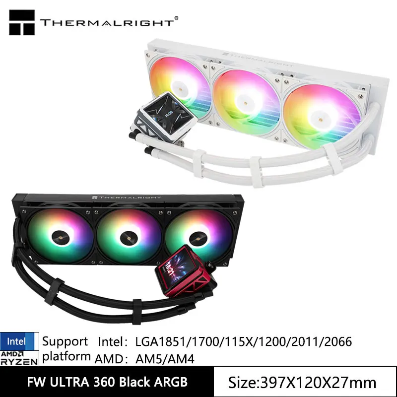 Thermalright FW ULTRA 360 ARGB Универсальный водяной холодный радиатор, поддержка LGA1700/AM5, 2,88-дюймовый ЖК-дисплей с магнитным вращением,
Thermalright FW ULTRA 360 ARGB Универсальный водяной холодный радиатор, поддержка LGA1700/AM5, 2,88-дюймовый ЖК-дисплей с магнитным вращением,