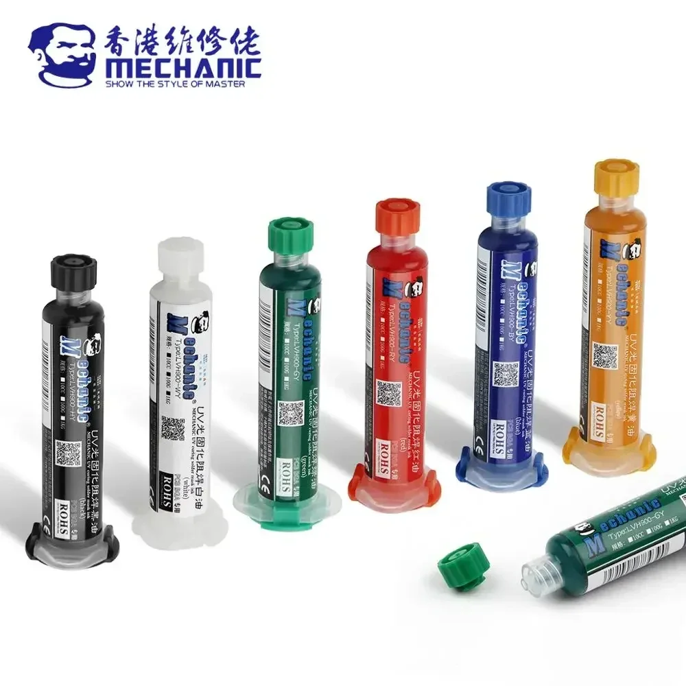 Mechanic 10CC 6 Color UV Curing Solder Mask Ink for Motherboard BGA PCB Repair Corrosive Arcing Prevent Soldering Oil Paste
Mechanic 10CC 6 Color UV Curing Solder Mask Ink for Motherboard BGA PCB Repair Corrosive Arcing Prevent Soldering Oil Paste