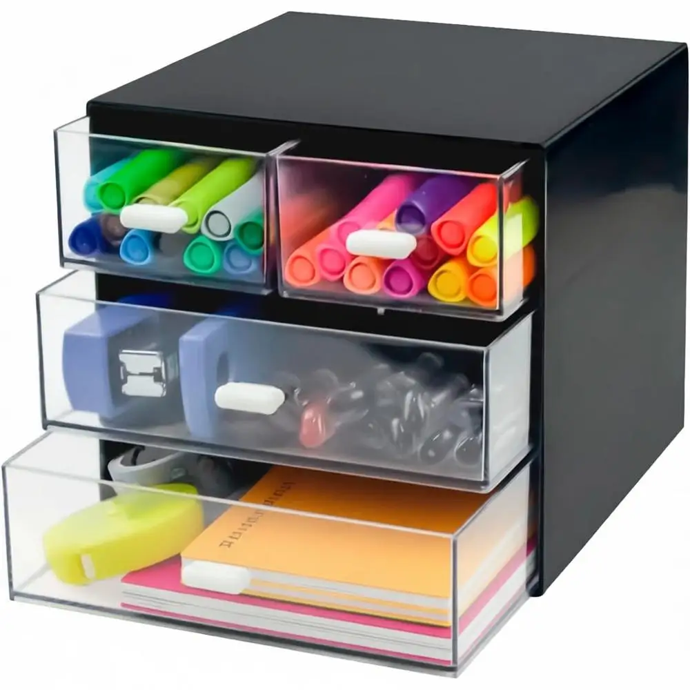 4-Drawer Plastic Desk Organizer, Office & School Supplies Holder, Black
4-Drawer Plastic Desk Organizer, Office & School Supplies Holder, Black