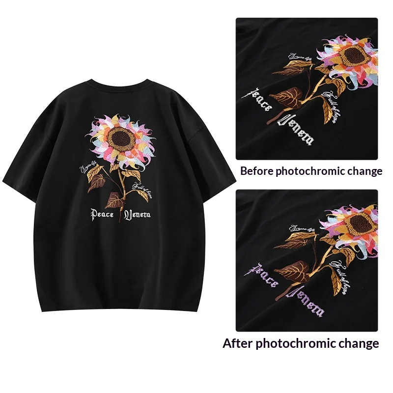 Embroidery Sunflower Light Change Loose Comfortable Trend Crew Neck Couple T-Shirt Embossed Embroidery Light Change Embroidery
Embroidery Sunflower Light Change Loose Comfortable Trend Crew Neck Couple T-Shirt Embossed Embroidery Light Change Embroidery