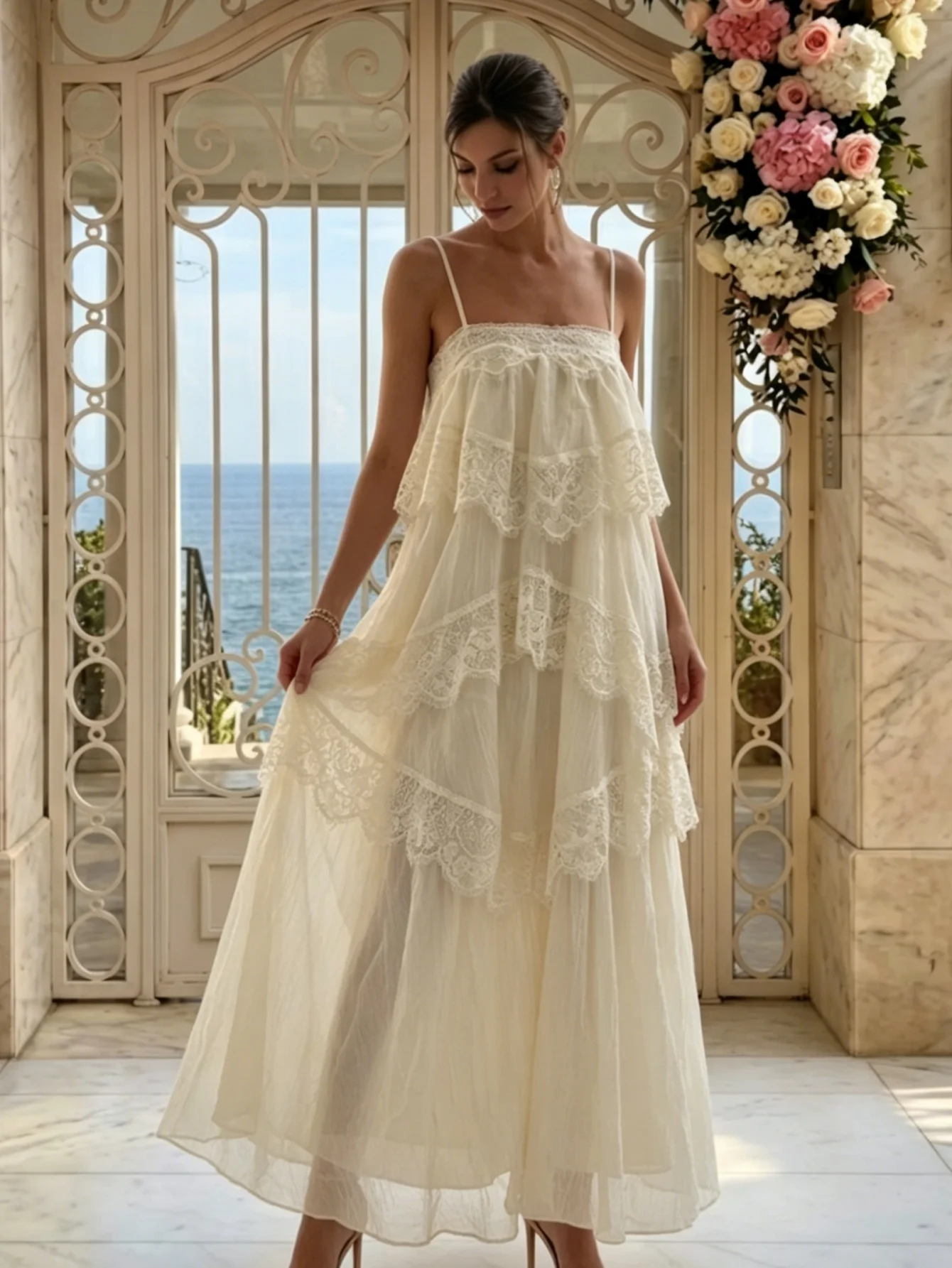 Women Elegant Lace Tiered Ruffle Dress For Wedding Guest Graduation Party Prom Summer Chic Cami Boho A-Line Beach Vacation Dress
Women Elegant Lace Tiered Ruffle Dress For Wedding Guest Graduation Party Prom Summer Chic Cami Boho A-Line Beach Vacation Dress