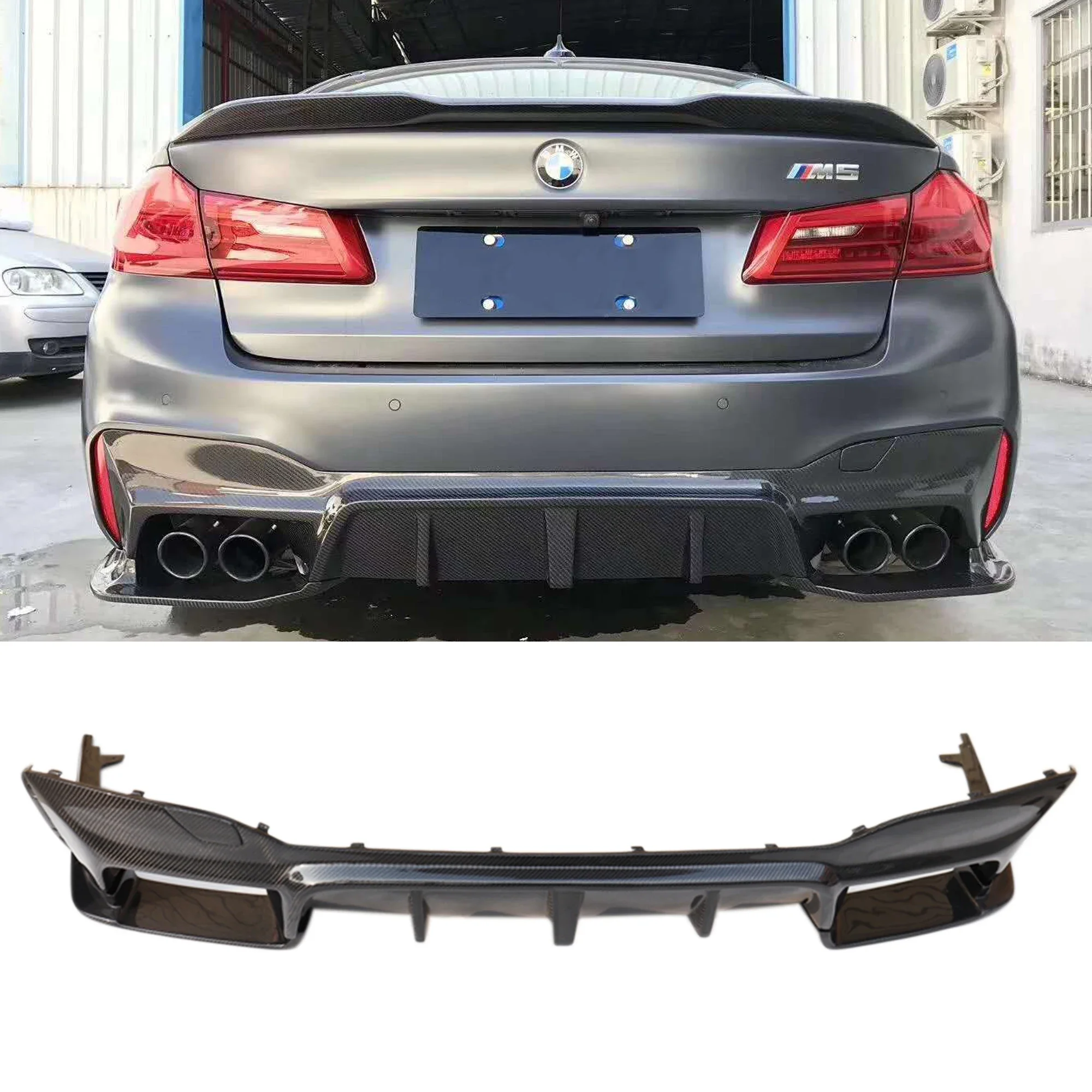 Dry carbon fiber 3D rear diffuser for F90 M5 and G30 m-tech bumper perfect fitment
Dry carbon fiber 3D rear diffuser for F90 M5 and G30 m-tech bumper perfect fitment