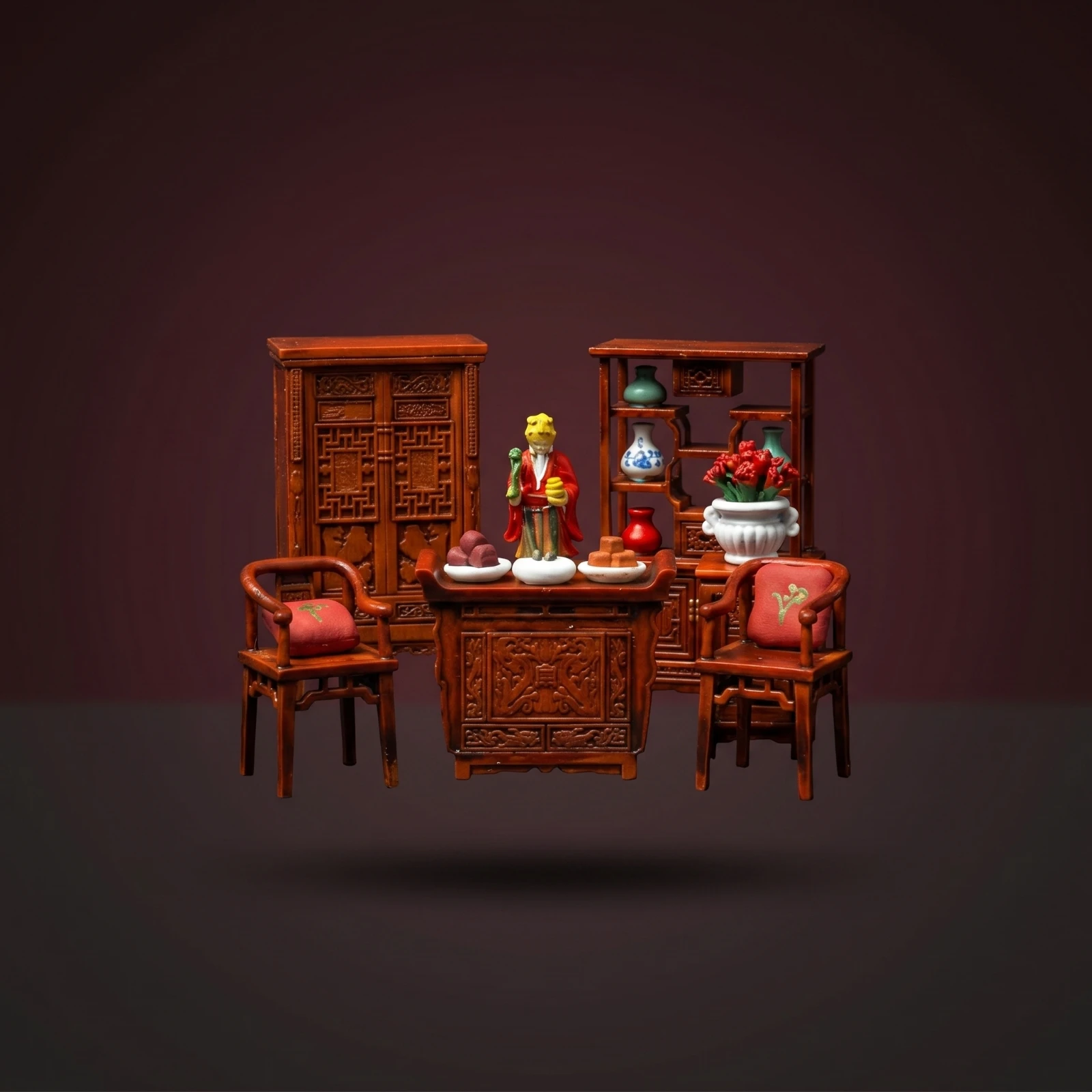 Chinese Miniature Furniture 1/64 Scale Miniature Furniture Set Diorama Props Wooden Carved for Collectors, Micro-Landscape
Chinese Miniature Furniture 1/64 Scale Miniature Furniture Set Diorama Props Wooden Carved for Collectors, Micro-Landscape