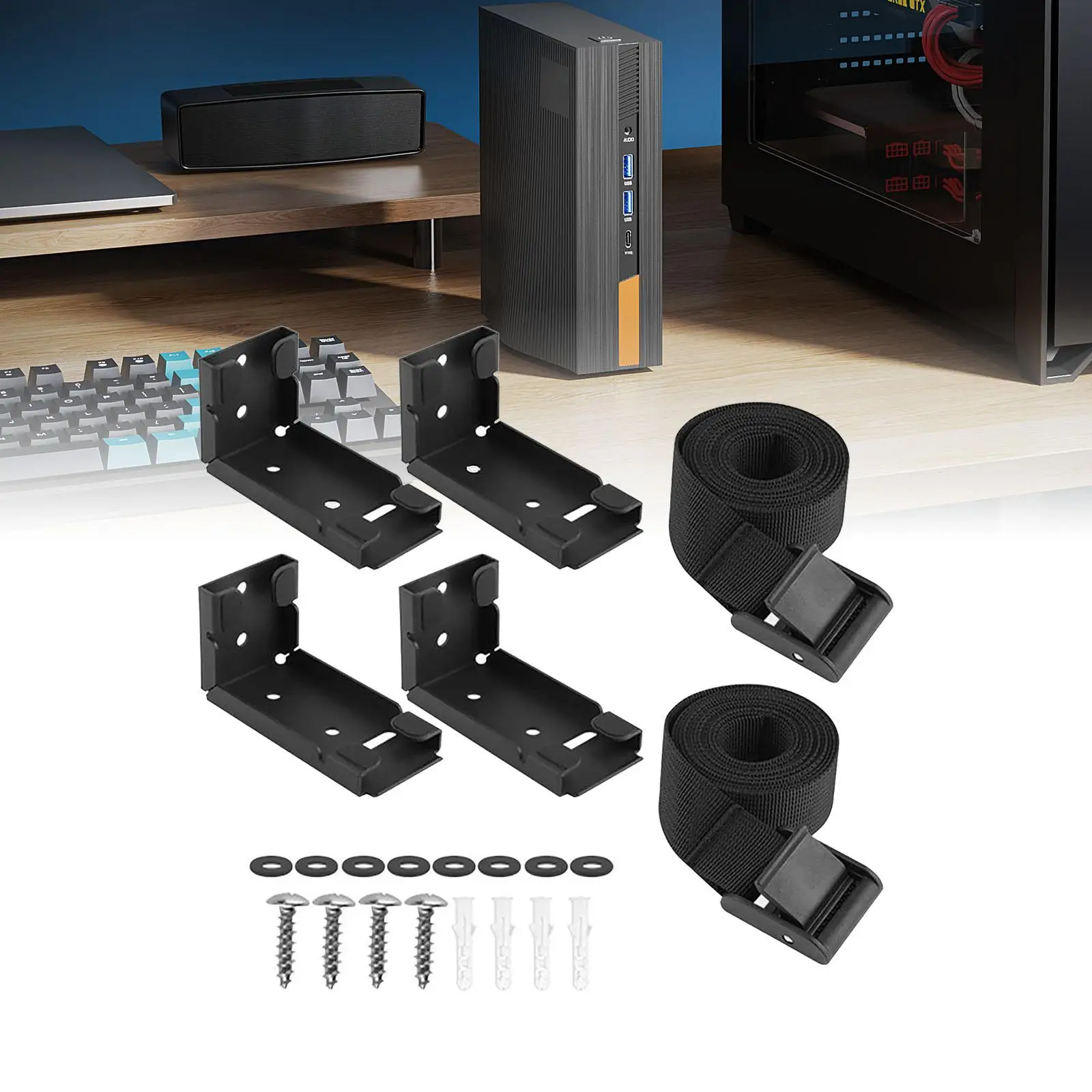 CPU Holder with Straps Gaming PC Stand Rack Under Desk PC Mount for School Width
CPU Holder with Straps Gaming PC Stand Rack Under Desk PC Mount for School Width