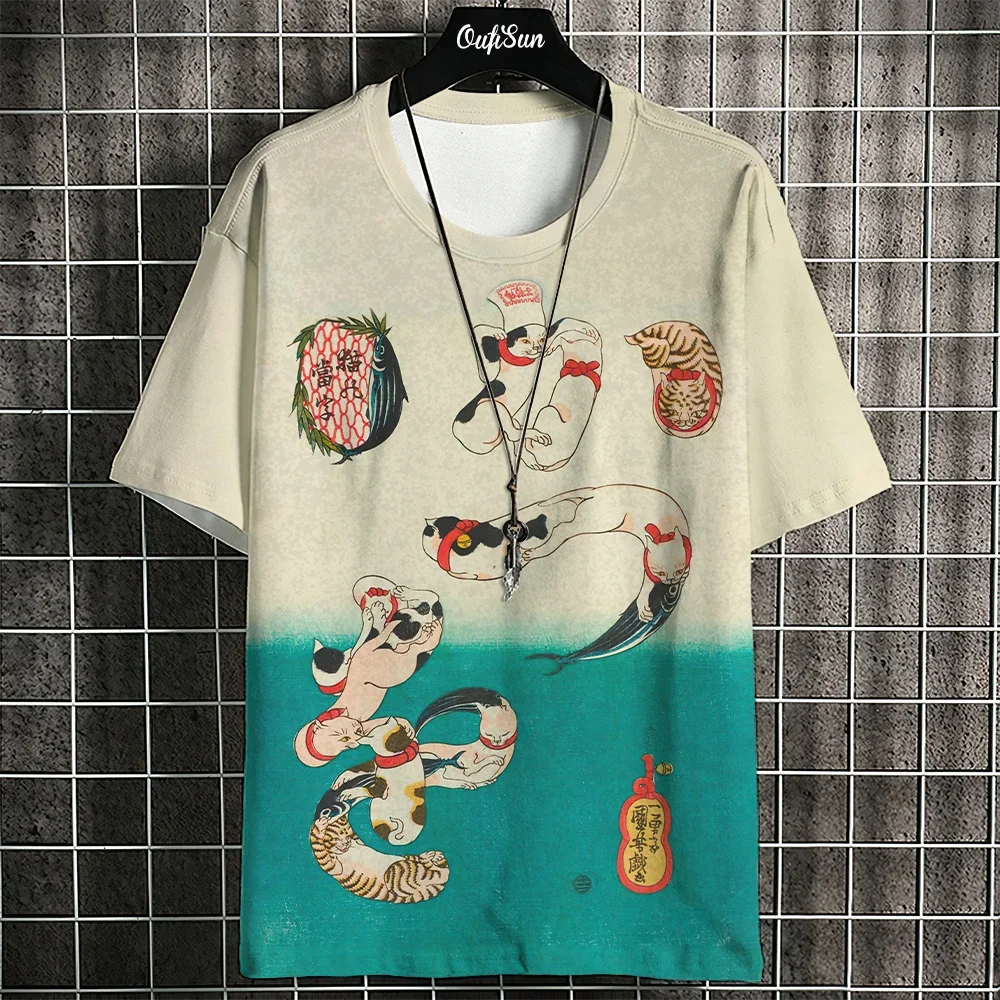 Funny 3D Cat Print T-Shirt For Men Japanese T shirts Ukiyo-E Painting Short Sleeve Tees Casual O-neck Loose Tops Men's Clothing
Funny 3D Cat Print T-Shirt For Men Japanese T shirts Ukiyo-E Painting Short Sleeve Tees Casual O-neck Loose Tops Men's Clothing