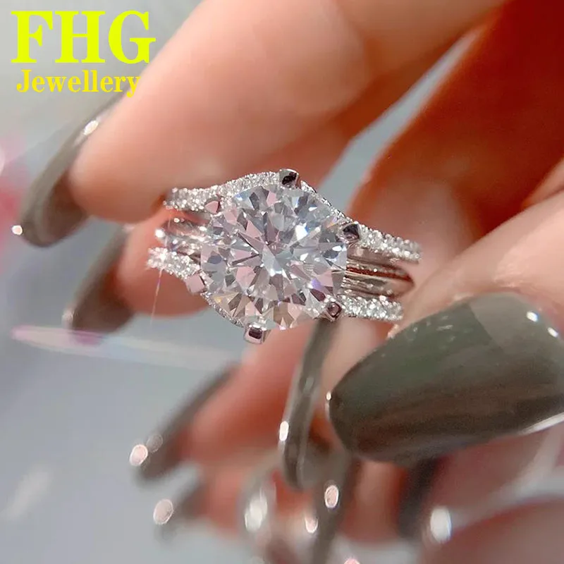 Real Solid 9K White Gold Ring Women Engagement Anniversary Wedding Ring Round Moissanite Diamond Multi-layer Ring Trendy
Real Solid 9K White Gold Ring Women Engagement Anniversary Wedding Ring Round Moissanite Diamond Multi-layer Ring Trendy