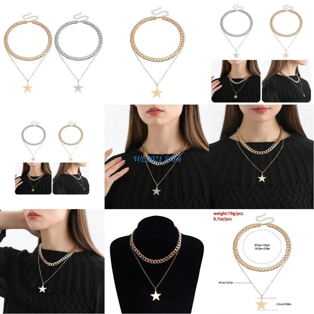 G5GC Trend Five-pointed Star Necklace Student Simple Temperament Double Layer Chain
G5GC Trend Five-pointed Star Necklace Student Simple Temperament Double Layer Chain