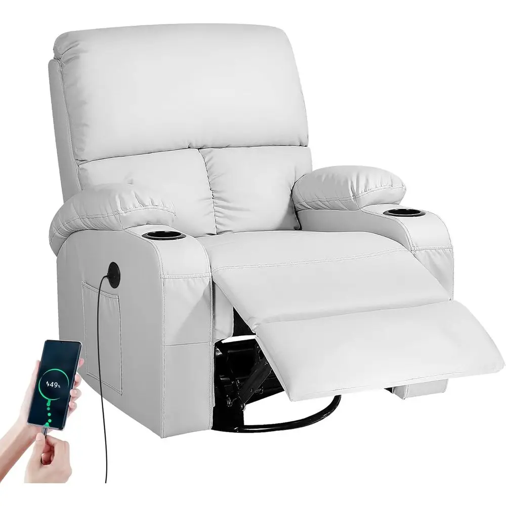 Vibration Massage and Heat Recliner Chair with USB/Type-C Ports, 360° Swivel, Light Grey
Vibration Massage and Heat Recliner Chair with USB/Type-C Ports, 360° Swivel, Light Grey