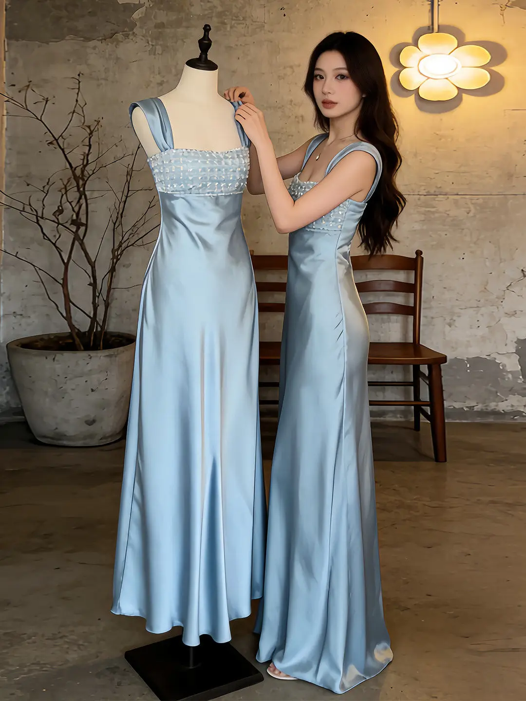 Ele Heavy Embellied Satin Strap Dr Women's High-End Sensation Luxury Birthday Ball Gown Long Skirt No Sve High Waist
Ele Heavy Embellied Satin Strap Dr Women's High-End Sensation Luxury Birthday Ball Gown Long Skirt No Sve High Waist