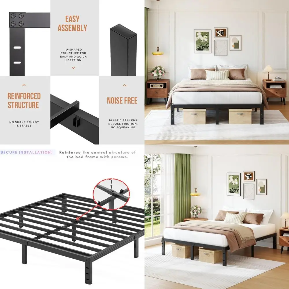 Queen Size 14 COMASACH Bed Frame - 2000 lbs Capacity, Heavy Duty, No Box Spring, Easy Assembly, Storage Friendly, Quiet & Non-Sl
Queen Size 14 COMASACH Bed Frame - 2000 lbs Capacity, Heavy Duty, No Box Spring, Easy Assembly, Storage Friendly, Quiet & Non-Sl
