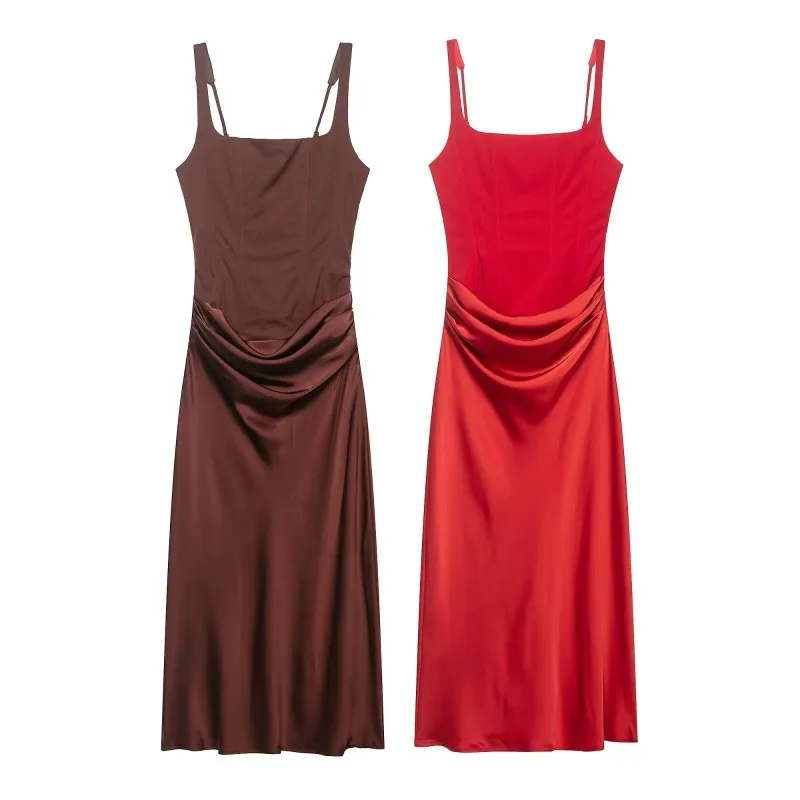 ZOCI Women Fashion Solid Pleated Back Bandage Side Zipper Midi Dress Vintage Straps Square Collar Female Chic Lady Dresses
ZOCI Women Fashion Solid Pleated Back Bandage Side Zipper Midi Dress Vintage Straps Square Collar Female Chic Lady Dresses