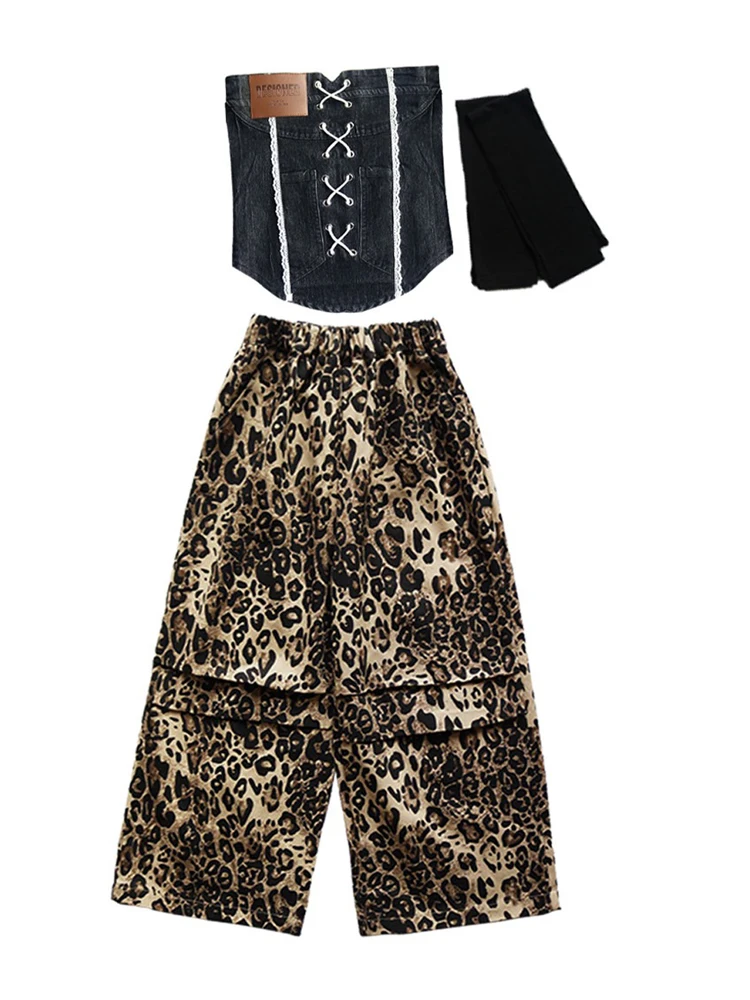 Modern Jazz Dance Clothes For Girls enim Vest Leopard Pants Kpop Hip Hop Performance Costume Kids Runway Concert Outfits BL19299
Modern Jazz Dance Clothes For Girls enim Vest Leopard Pants Kpop Hip Hop Performance Costume Kids Runway Concert Outfits BL19299