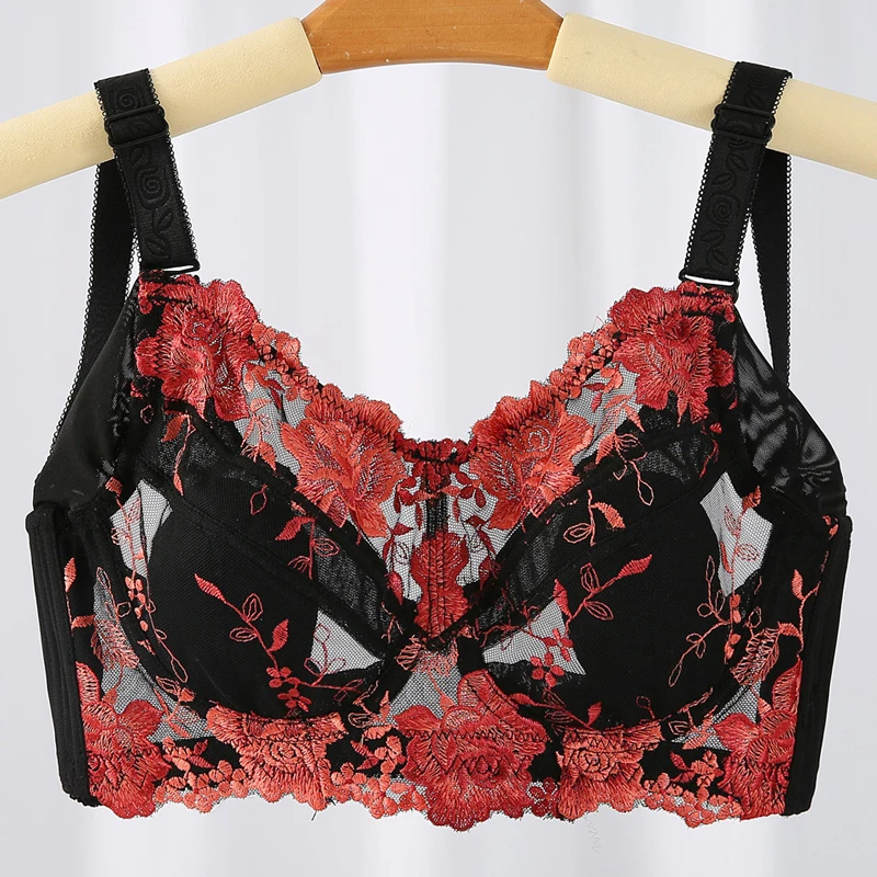 Women Full cup Wireless Underwear Lace Floral Embrodiery Non Padded Minimizer Bra Female Black Lingerie 38 40 42 44 46 48 C D E
Women Full cup Wireless Underwear Lace Floral Embrodiery Non Padded Minimizer Bra Female Black Lingerie 38 40 42 44 46 48 C D E