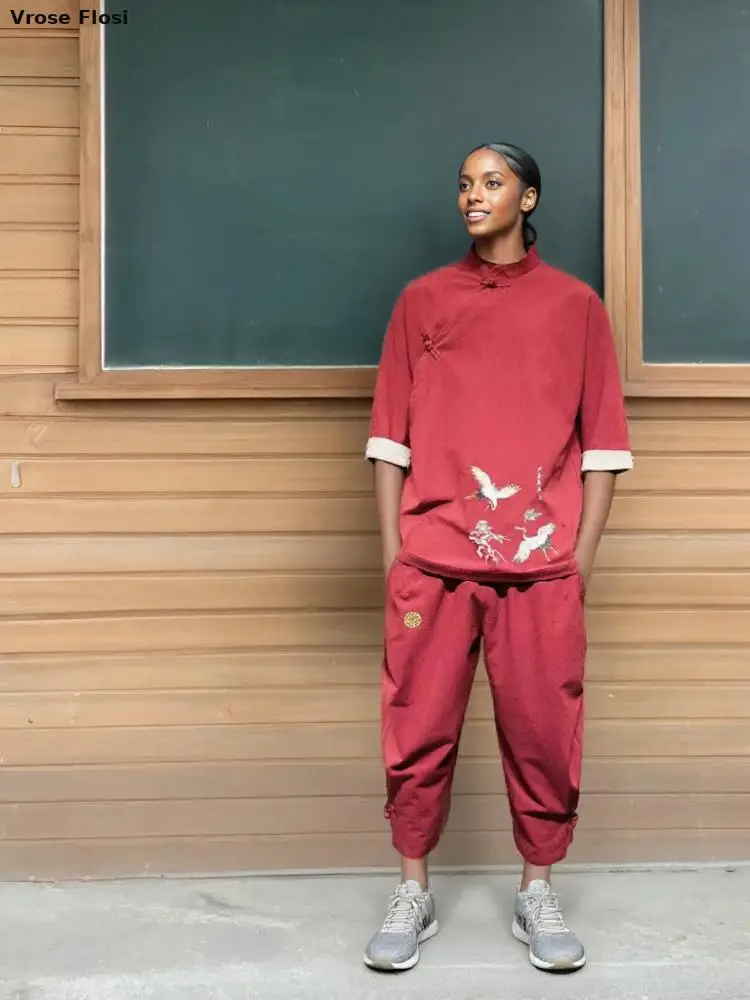 China Traditional Casual Loose Women Hanfu Black Tops Harajuku Vintage Chinese Style Crane Embroidery Cotton Linen Tang Suit New
China Traditional Casual Loose Women Hanfu Black Tops Harajuku Vintage Chinese Style Crane Embroidery Cotton Linen Tang Suit New