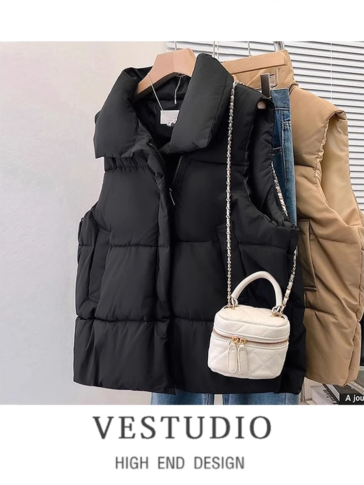 Faionable Loose Women's Vest Jaet Outerwear Cotton Oversize Brand Bule Winter Casual Versatile ort Zipper Pure Color
Faionable Loose Women's Vest Jaet Outerwear Cotton Oversize Brand Bule Winter Casual Versatile ort Zipper Pure Color