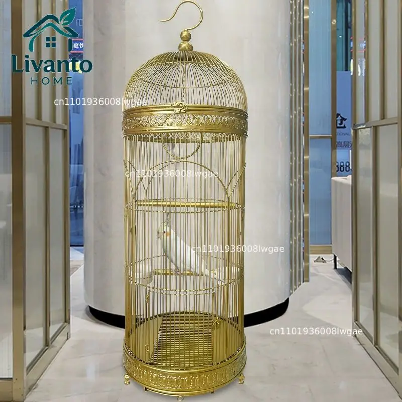 Large European style wrought iron oversized parrot villa birdcage, floor to ceiling birdcage, garden decoration cage
Large European style wrought iron oversized parrot villa birdcage, floor to ceiling birdcage, garden decoration cage