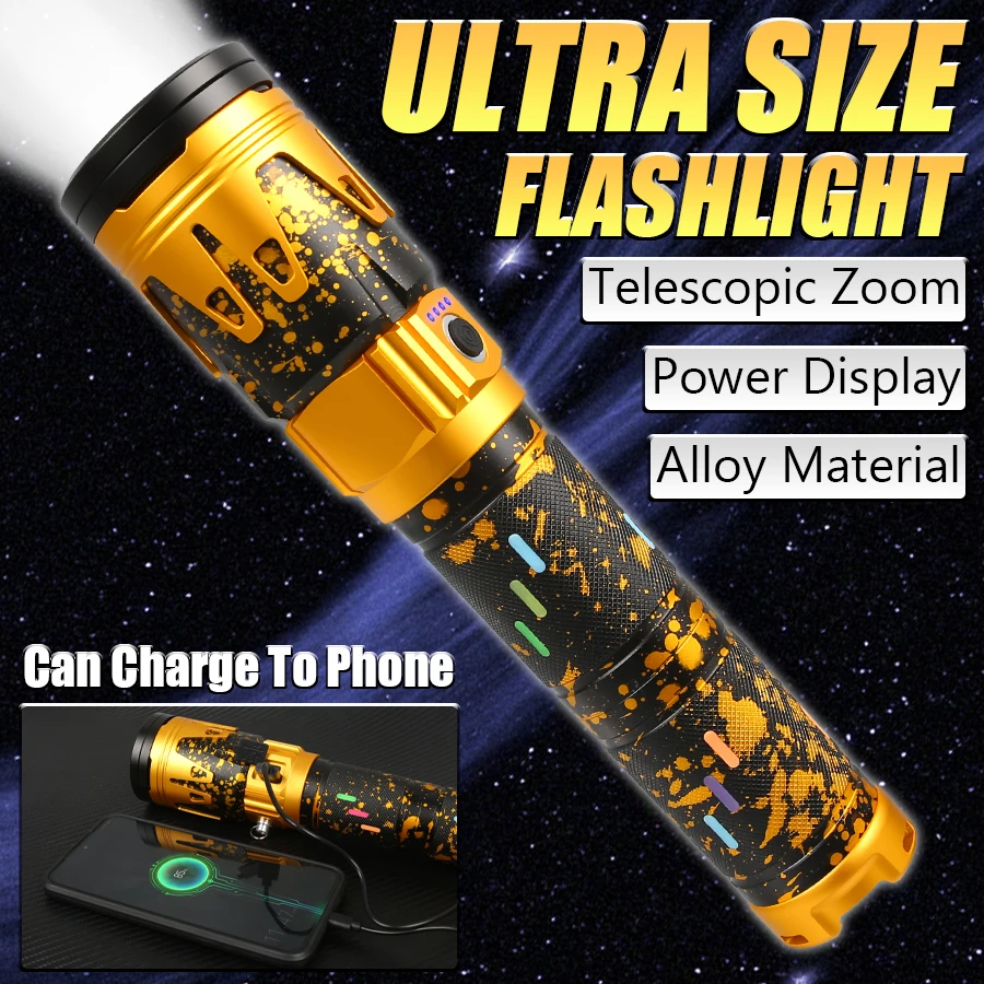 20000LM Super Bright LED Flashlight, Rechargeable Torches,Zoomable Waterproof Tactical Spotlight for Camping Emergency Outdoor
20000LM Super Bright LED Flashlight, Rechargeable Torches,Zoomable Waterproof Tactical Spotlight for Camping Emergency Outdoor