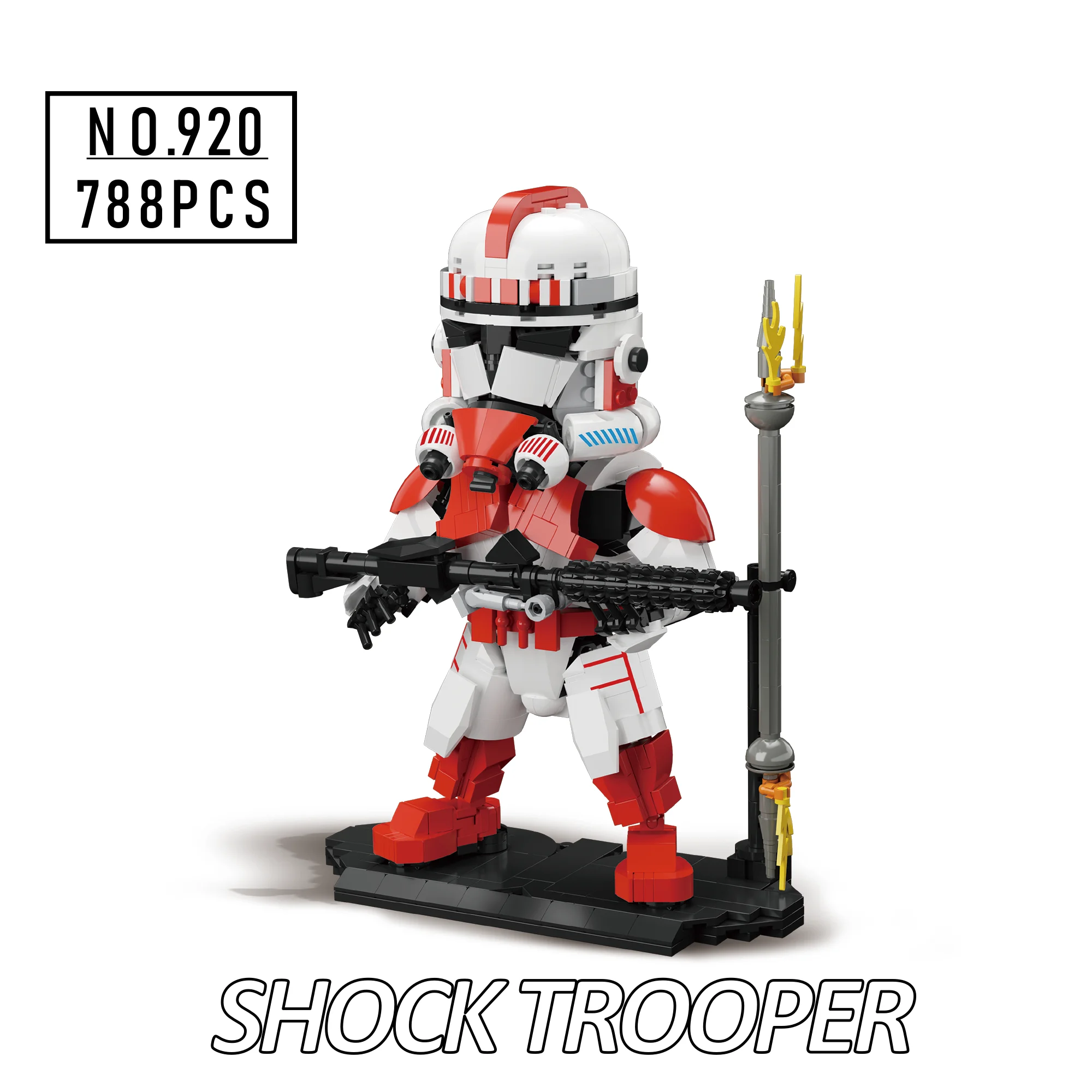 788pcs SHOCK TROOPER Red Armor Elite Soldier Building Blocks Set, Republic Guard Clone Figure Model, Military Bricks Toy for Kid
788pcs SHOCK TROOPER Red Armor Elite Soldier Building Blocks Set, Republic Guard Clone Figure Model, Military Bricks Toy for Kid