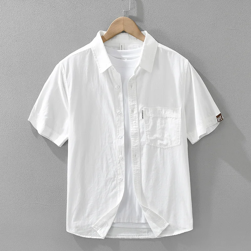 Men's Japanese Minimalist Solid Short Sleeve Shirt 2025 Summer 100% Cotton Basic Casual Loose-Fit Versatile Boho Workwear Top
Men's Japanese Minimalist Solid Short Sleeve Shirt 2025 Summer 100% Cotton Basic Casual Loose-Fit Versatile Boho Workwear Top