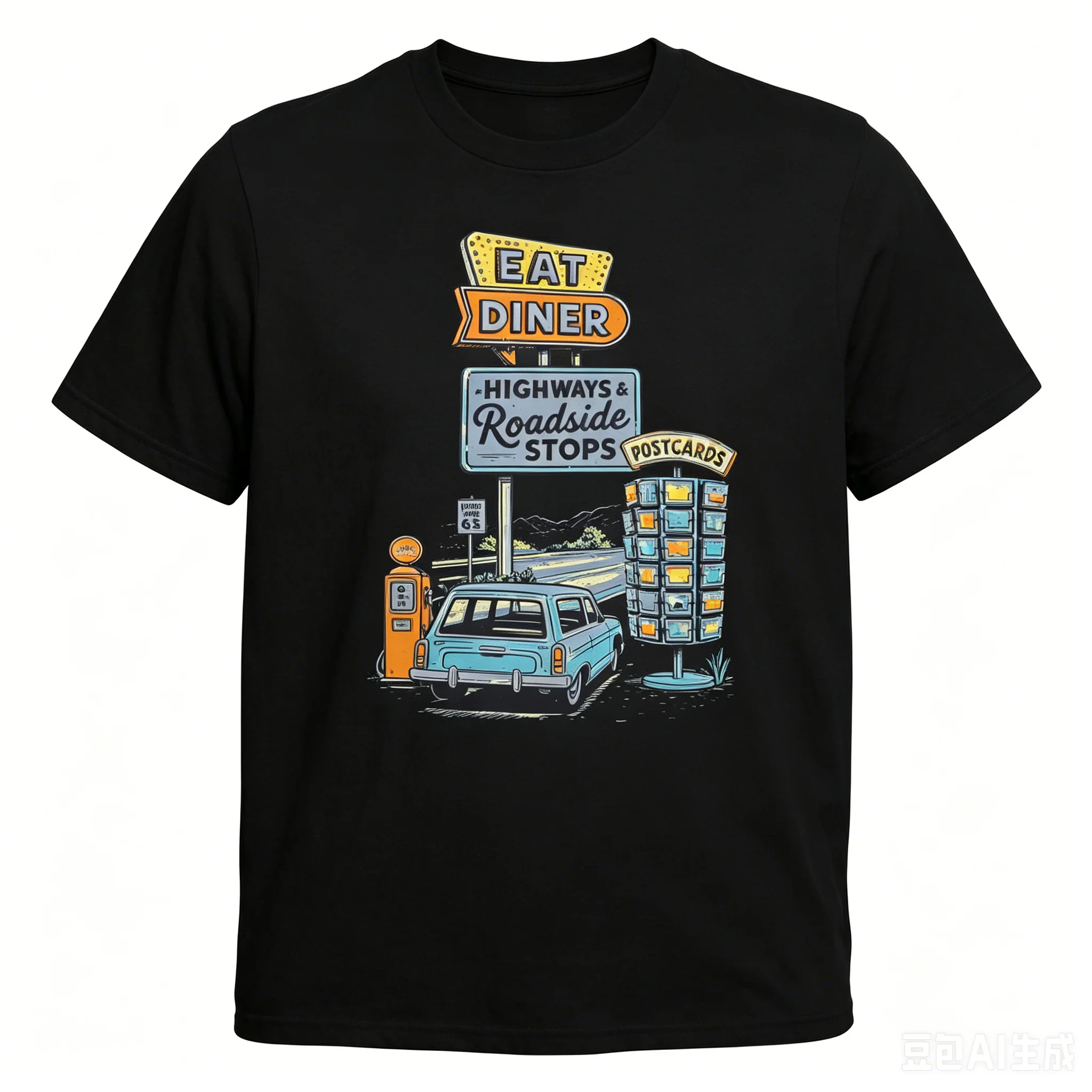Retro Roadside Diner Old Car Print T-shirt | Vintage USA Highway Casual Tee
Retro Roadside Diner Old Car Print T-shirt | Vintage USA Highway Casual Tee