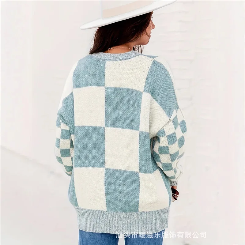 Thick Pullover Sweater Womens Casual Plaid Patchwork Pullover Long Sleeve Knit Sweater Oversized Checked Jumper Streetwear
Thick Pullover Sweater Womens Casual Plaid Patchwork Pullover Long Sleeve Knit Sweater Oversized Checked Jumper Streetwear