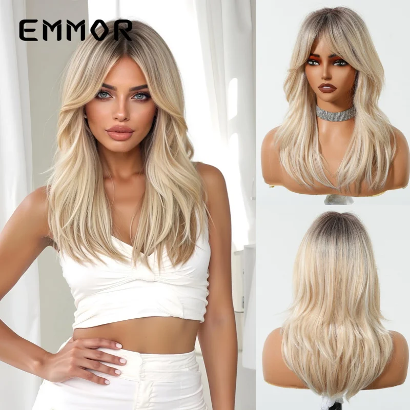 Gradient golden long hair with figure-eight bangs, slightly wavy, fashionable full-head wig hairstyle
Gradient golden long hair with figure-eight bangs, slightly wavy, fashionable full-head wig hairstyle
