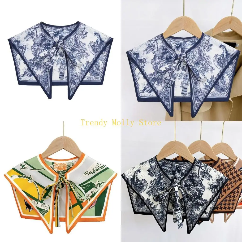 N5KB Women Elegant Silky Scarf Detachable Collar Vintage Lion Forest Colorful Striped Print Shawl Wrap Lace-Up Bowknot Lapel
N5KB Women Elegant Silky Scarf Detachable Collar Vintage Lion Forest Colorful Striped Print Shawl Wrap Lace-Up Bowknot Lapel