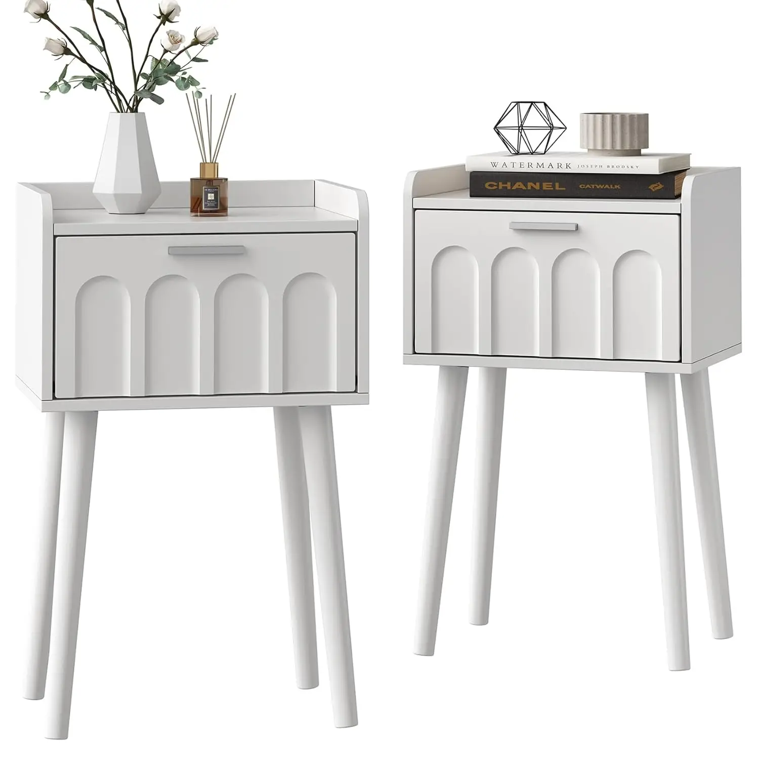 Mid-Century Small Nightstand Set 2 with Arced Door Solid Wood Legs Bedroom Living Room, Customized
Mid-Century Small Nightstand Set 2 with Arced Door Solid Wood Legs Bedroom Living Room, Customized
