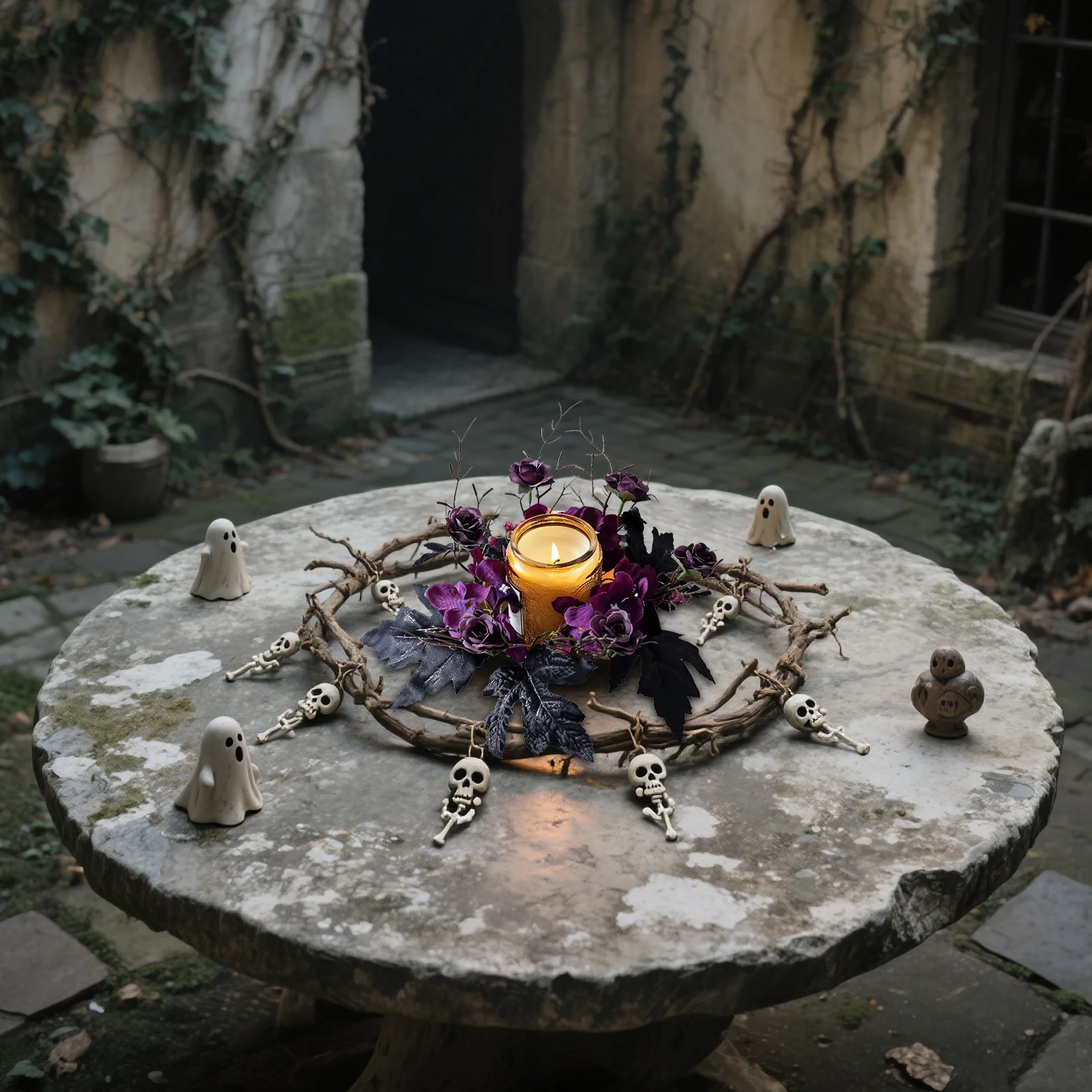 2Pcs Ring Wreath Halloween Theme Gothic Style Artificial Maple Leaf Wreath Table Decor Centerpiece for Festive Gatherings
2Pcs Ring Wreath Halloween Theme Gothic Style Artificial Maple Leaf Wreath Table Decor Centerpiece for Festive Gatherings