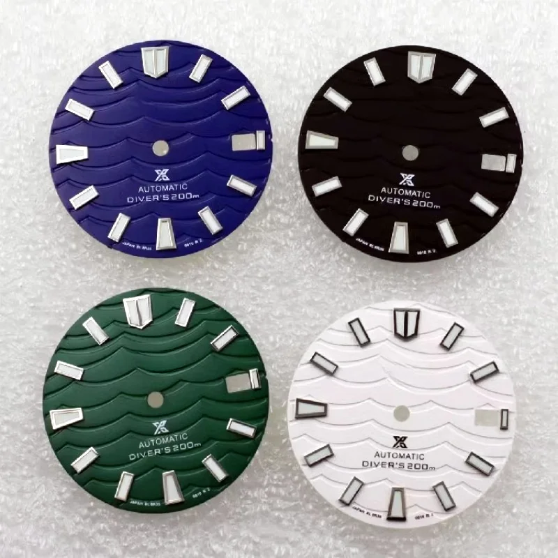 28.5mm NH35 dial Wave dial Green White Blue Black Green Luminous for NH35/NH36 movement Watch Accessories
28.5mm NH35 dial Wave dial Green White Blue Black Green Luminous for NH35/NH36 movement Watch Accessories
