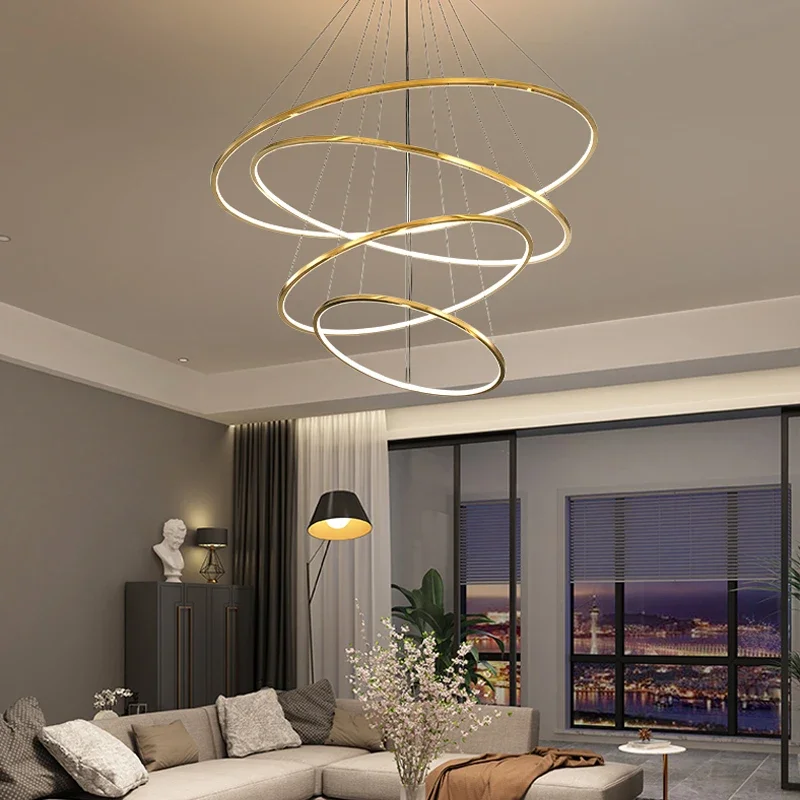 FSS Modern gold Ring Chandelier For Duplex Villa Staircase High Living room Dining room LED Simple Large Chandelier
FSS Modern gold Ring Chandelier For Duplex Villa Staircase High Living room Dining room LED Simple Large Chandelier