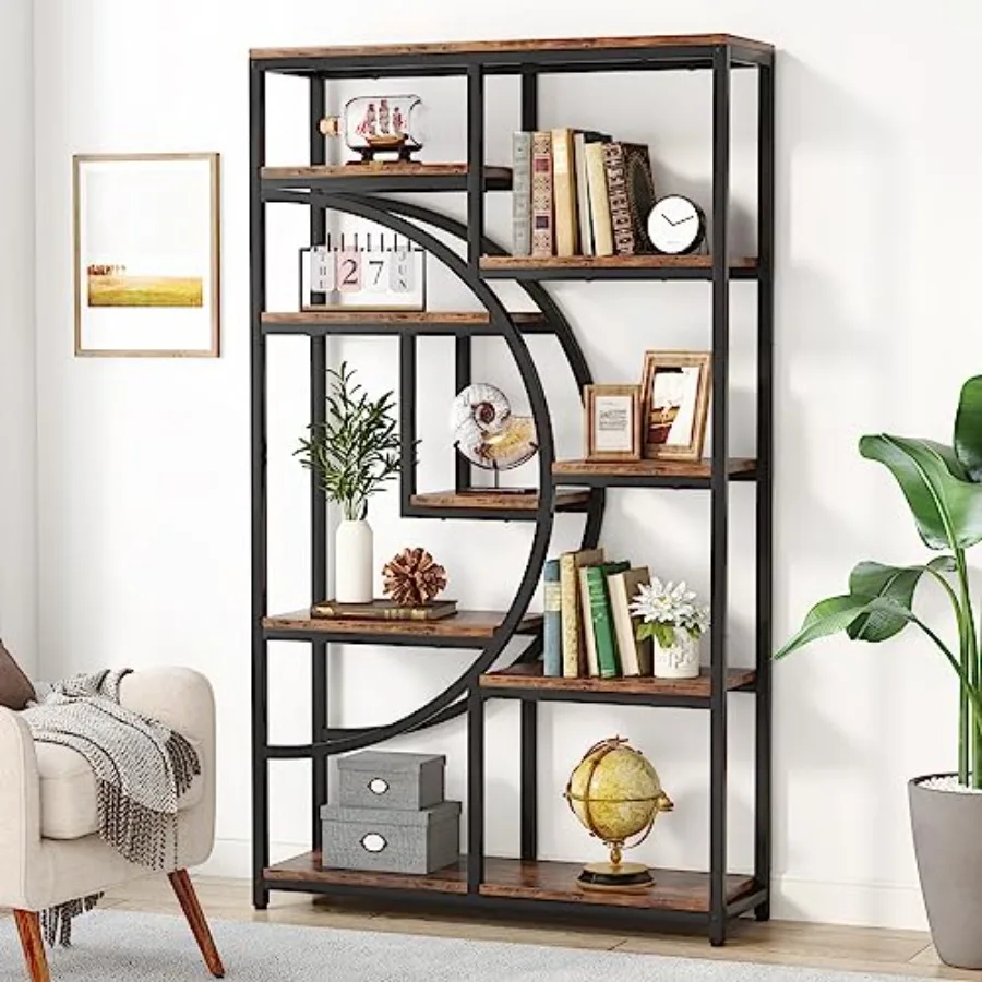 Bookshelf Industrial 5 Tier Etagere Bookcase Freestanding Tall Bookshelves Display Shelf Storage Organizer with 9-Open Storage
Bookshelf Industrial 5 Tier Etagere Bookcase Freestanding Tall Bookshelves Display Shelf Storage Organizer with 9-Open Storage